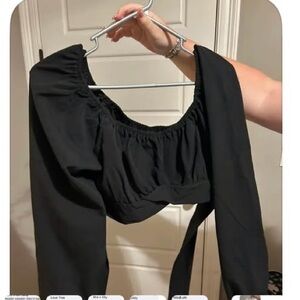 SHEIN Black Puff Sleeve Blouse